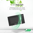 Nobel 42 Liters Capacity Microwave Oven, Membrane Control, Defrost Setting, 8 Auto Menu Cooking, 10 Power Levels, Silver Handle Door Opening with 2 Year Warranty NMO55D Black