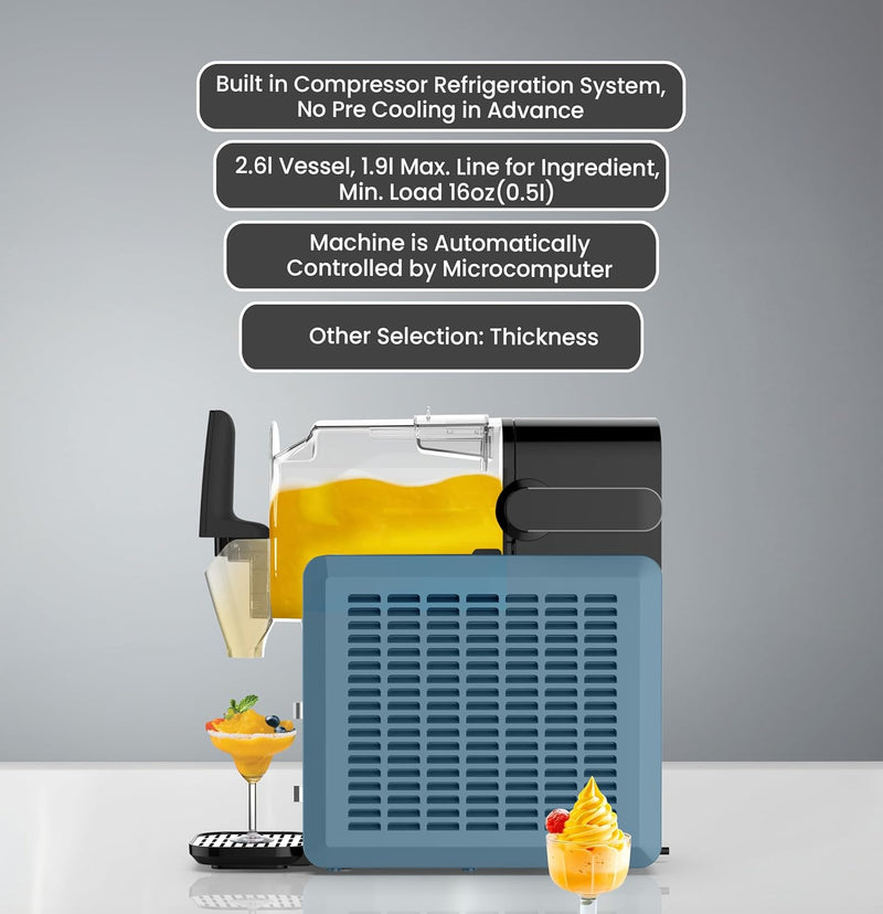 Nobel Slushi Frozen Drink Maker 2.6L | 5-in-1 Modes – Slushie, Frappe, Milkshake, Cold Drink & Clean | Child Lock, Removable Barrel, Low Noise | 220W, 220-240V - NSIM365EX