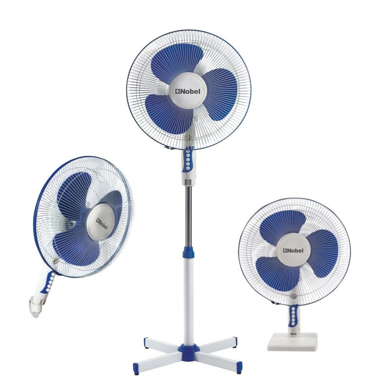 Nobel 3-in-1 Stand Fan 16", 3-Speed, 85° Oscillation, Copper Motor, Polypropylene Blades, Strong Airflow, Quiet Operation, 1200 RPM, 60W NF311 White