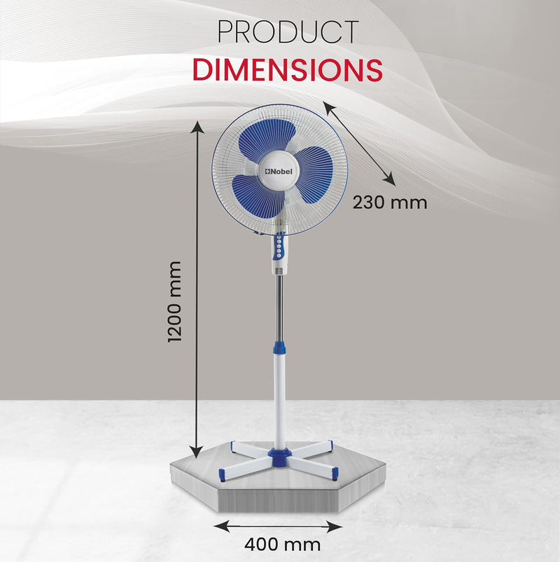 Nobel 3-in-1 Stand Fan 16", 3-Speed, 85° Oscillation, Copper Motor, Polypropylene Blades, Strong Airflow, Quiet Operation, 1200 RPM, 60W NF311 White