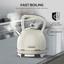 La Modano Retro Style Electric Kettle, 1.7L Capacity, Stainless Steel Housing, Water Window, Dry Boil Protection, Cordless Serving Base, Strix Controller, Blue Light On/Off Switch 2200W - LMEK17EX