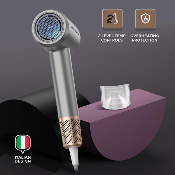 La Modano Hair Dryer 1800W for Women & Men Fast Drying, Overheat Protection, 2 Heat Settings, Compact Travel Blow Dryer - LMHD855