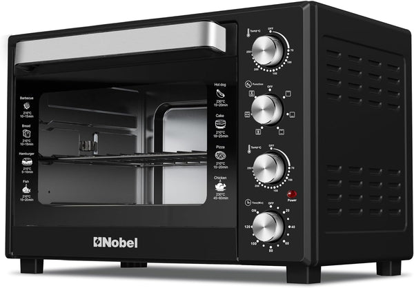 Nobel Electric Oven 60L Capacity, Inner Lamp, Knobs Control, 1900W Stainless Steel, Timer NEO60PRO Black