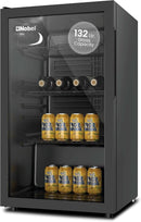 NOBEL BOTTLE CHILLER Black 132 LTR Glass Door METAL SHELF WITH WOOD FRONTAL FRAME NBC140RH