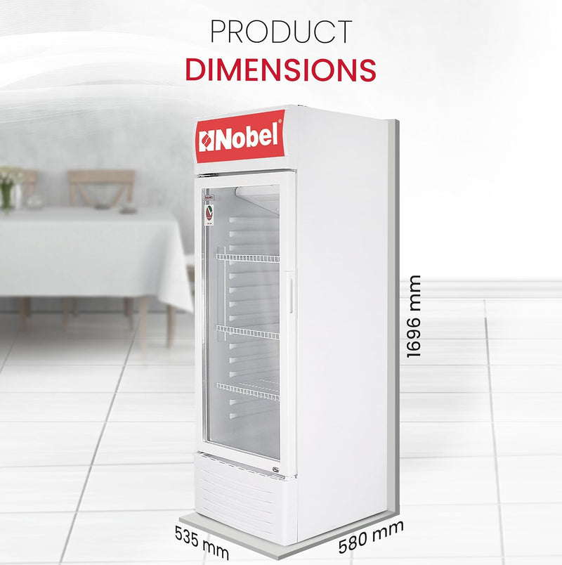 Nobel Upright Chiller, Single Door 245 Litres Single Door Light Box Lock and Key - NSF245 White