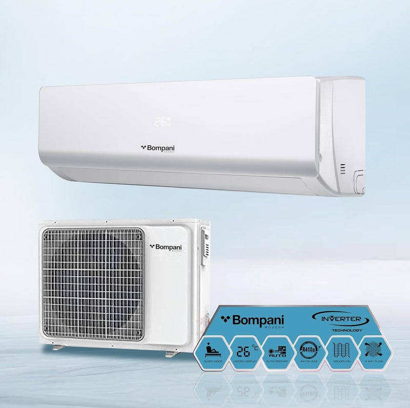 Bompani 2 Ton Split AC With Inverter Rotary Technology, R410A Refrigerant with Overload Protection, Quick Humidity Extraction, Replaceable Air Filter, 1 Year Manufacturer Warranty - BSAC247VT White