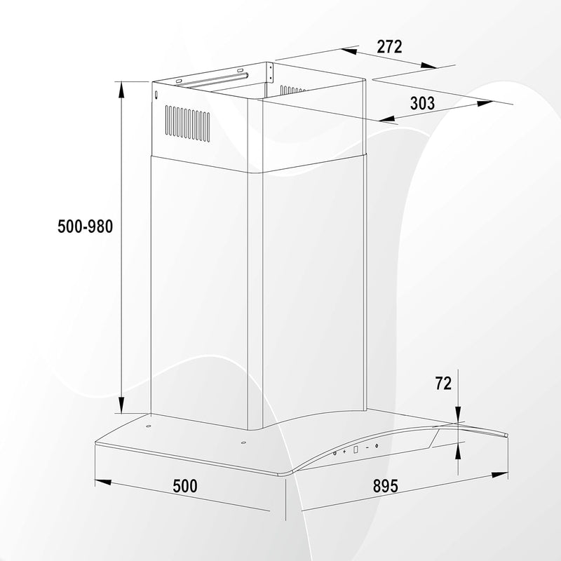 Nobel 90cm Built-in Hoods with 3 Speeds and Touch Control Switch with Digital Display, 1 Pc Aluminum Foil Pipe with 2pcs Carbon Filter, 2 Pcs Stainless Steel Baffle Filter NCH90CG