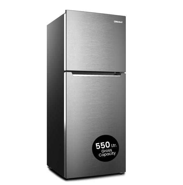 Nobel 550L Gross / 466 Net Capacity Double Door Refrigerator, Electronic Control, No Frost, LED Light, Multi-flow Feature, Inverter Motor, Energy-efficient Cooling, Refrigerant (R600a) NR550NF Silver