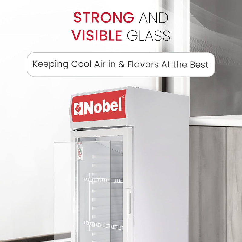 Nobel Upright Chiller, Single Door 245 Litres Single Door Light Box Lock and Key - NSF245 White