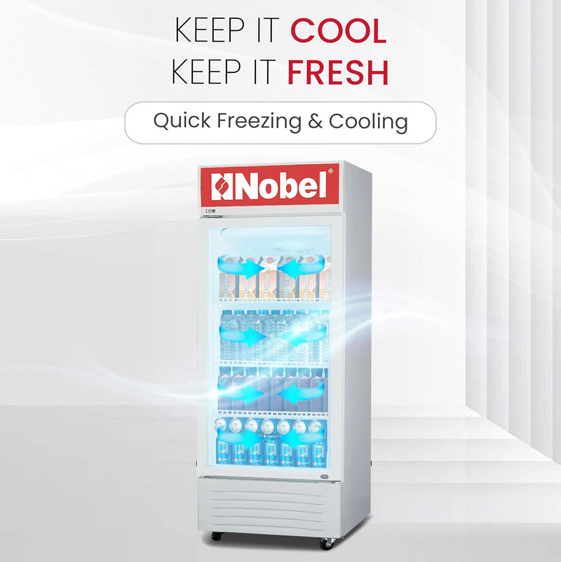 Nobel Upright Chiller, Single Door 245 Litres Single Door Light Box Lock and Key - NSF245 White