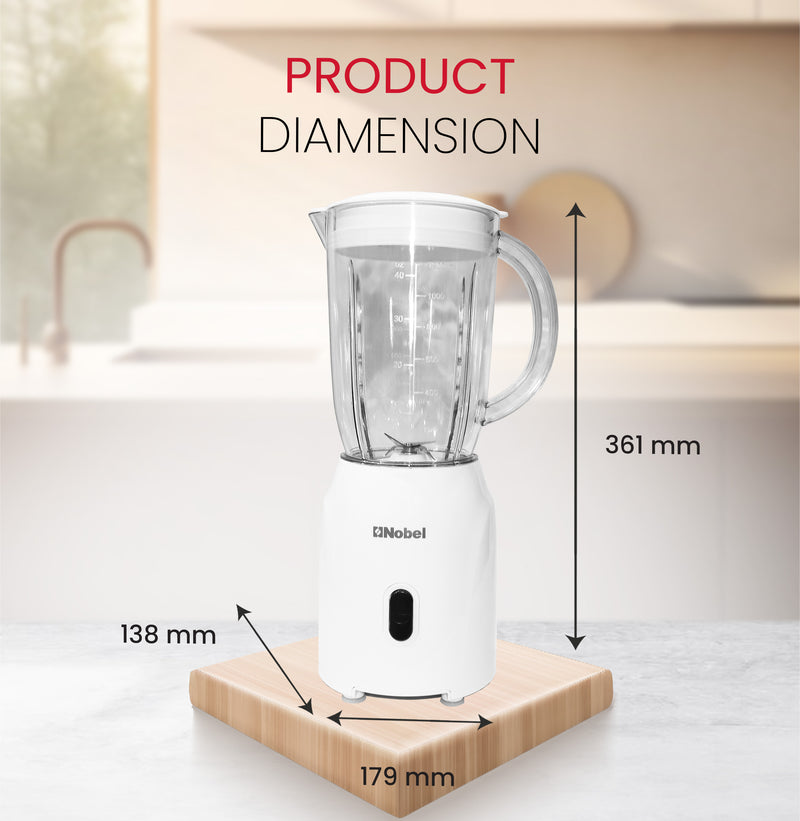 Nobel Blender White 1.2 Litres 300W Stainless Steel Blade NB111L