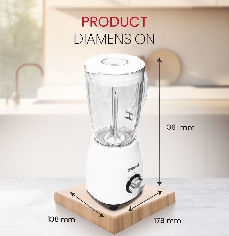 Nobel Blender White 1.2 Litres 350W Stainless Steel Blade NB112L