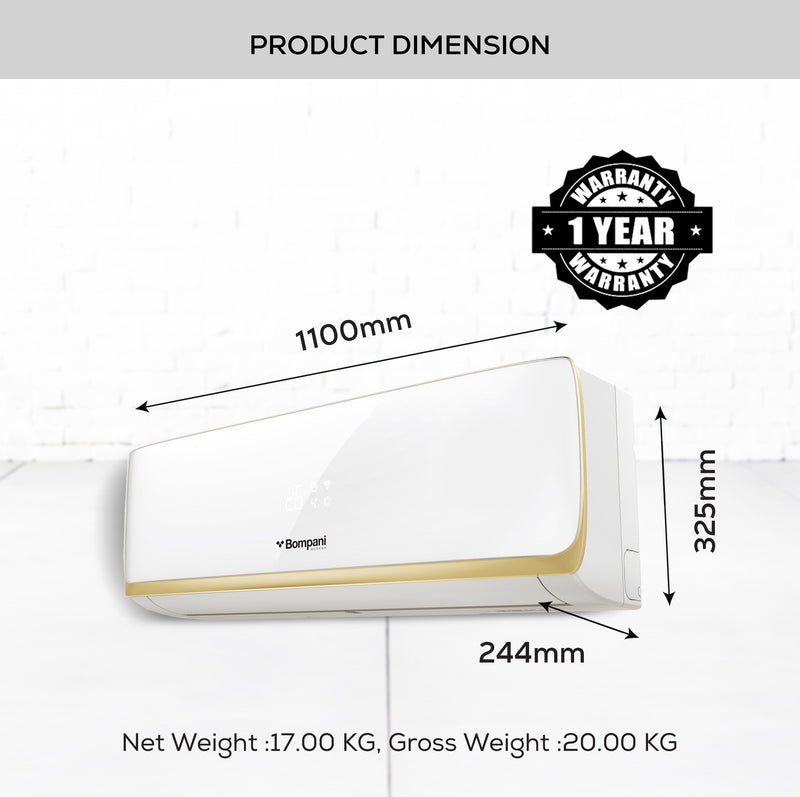 Bompani Split Ac White 30000 Btu T3 Rotary Compressor Golden Fin Cool Only BSAC307RCO