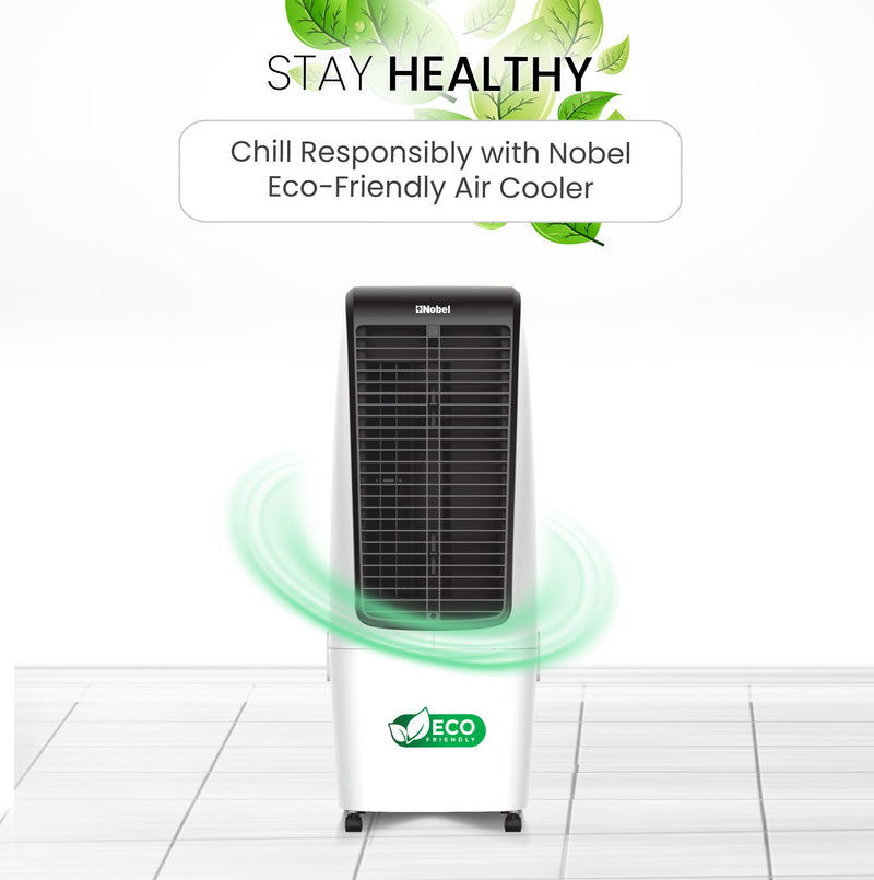 Nobel Air Cooler, 20L Capacity, Detachable Water Tank, 3 Wind Modes, 4 Wind Speeds, Touch & Remote Control, Honeycomb Filter, Automatic Shutdown, Silent Operation (110W) NAC400 White