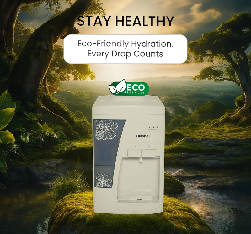 Nobel Table Top Water Dispenser 550W Hot & Cold, Compressor Cooling System, 5L Hot/2L Cold Per Hour, Top Loading, Heating - NWD557