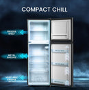 Double Door Refrigerator, 185L Gross / 128L Net Capacity, Defrost, Recessed Handle – NR185E