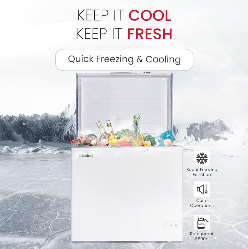 Nobel Chest Freezer 141 Litres with Recessed Handle NCF170N