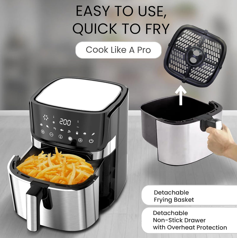 Nobel 6.5L Multifunctional Air Fryer With Digital Display And One-Touch Cooking - NAF800