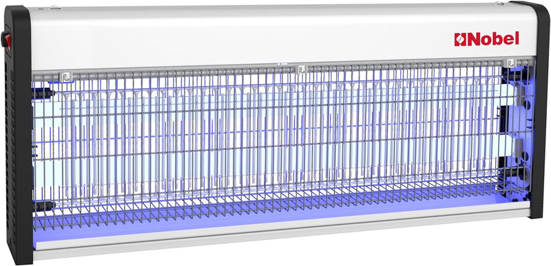 Nobel Ultra Slim Insect Killer with 2 Element, Aluminum Alloy Housing-Oil Proof, Electroplated Aluminum which covers 150 SQ.M Area with UV Tube T82X18W 43W Twin Tube NIK840 White 1 Year Warranty