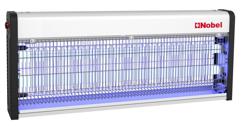 Nobel Ultra Slim Insect Killer with 2 Element, Aluminum Alloy Housing-Oil Proof, Electroplated Aluminum which covers 150 SQ.M Area with UV Tube T82X18W 43W Twin Tube NIK840 White 1 Year Warranty