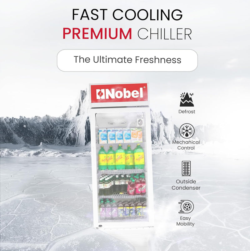 Nobel Upright Chiller, Single Door 245 Litres Single Door Light Box Lock and Key - NSF245 White