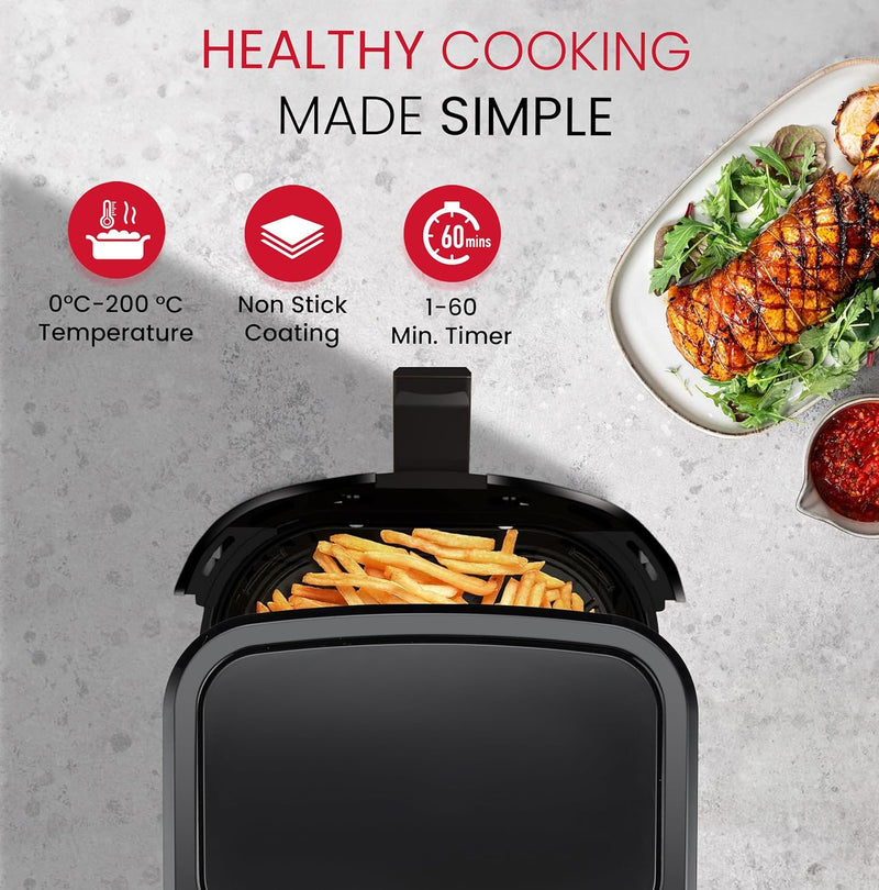 Nobel 4L Digital Air Fryer 1400W with 7 Preset Cooking Functions, Non-Stick Pot & Tray, LED Display, Temperature Control 80–200°C – NAF501