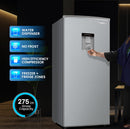 Nobel 210L Gross, 190L Net Single Door Refrigerator with Water Dispenser, Defrost, Mechanical Temp Control, Recessed Handle, R600a Refrigerant, 2 Glass Shelves, Vegetable Crisper - NR210SS Silver