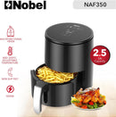 Nobel 2.5 Ltrs Multifunctional Air fryer with 6 Preset Programs, Overheat Prevention, Digital Touch with 1-60 Min Timer 1200W NAF350 Black