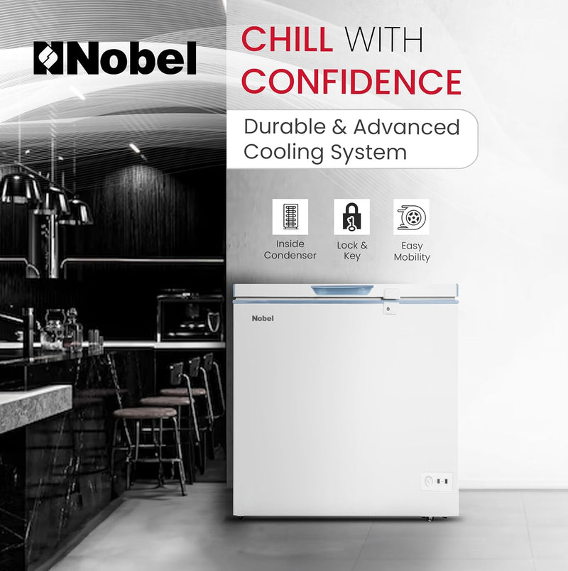 Nobel Chest Freezer 141 Litres with Recessed Handle NCF170N