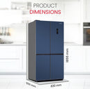 Nobel 445 Gross Ltr French Four Door Bottom Freezer Refrigerator, No Frost, Inverter, Tropical Cooling, Digital Display, R600a, 4 Star Esma, 83 x 65 x185.5 cm Blue NR640