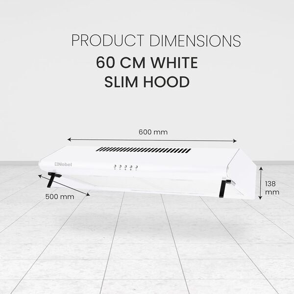 Nobel 60 cm Built-in Hoods Push Button, 3 Speeds NCH60W