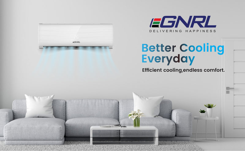 EGNRL EG18T3 Split AC 18000 BTU T3 Rotary White R410a Auto Restart, 4 Way Air Flow, Golden Fin