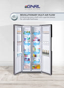 EGNRL EGR820S Side By Side Refrigerator Freezer 650 Liters Gross Capacity, Inverter Based, Digital Control and Temperature Display, No-Frost, Led-Light, Dark Silver