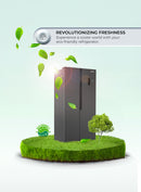 EGNRL EGR820S Side By Side Refrigerator Freezer 650 Liters Gross Capacity, Inverter Based, Digital Control and Temperature Display, No-Frost, Led-Light, Dark Silver