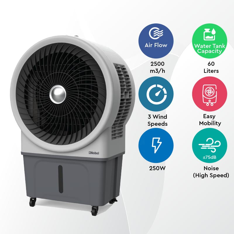 Nobel Air Cooler Gray 60 Litres Honeycomb Automatic Louver Movement NAC1111