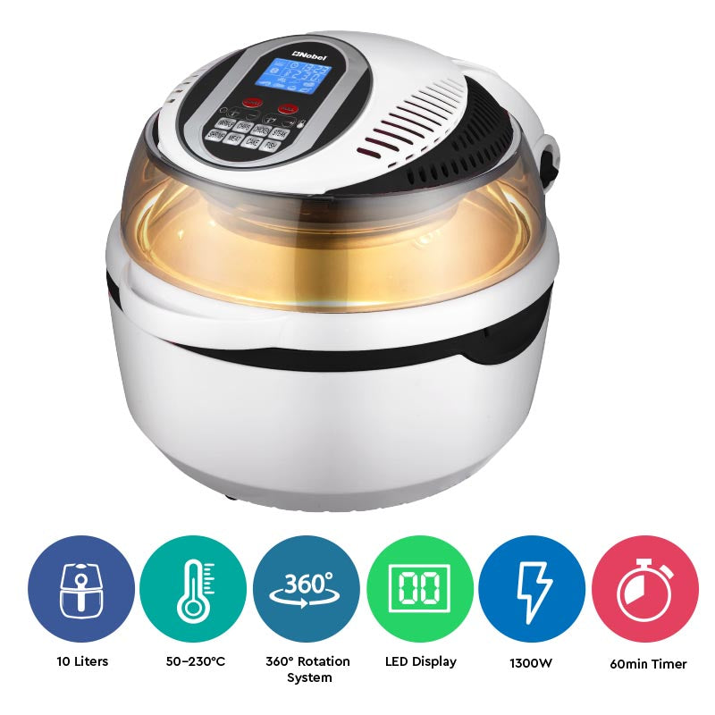 NOBEL Air Fryer 1300W 10 Litres 60 Minute Timer NAO1001