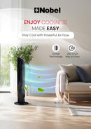 Nobel Tower Fan 3-Speed, Automatic Oscillation, 15-Hour Timer, Ionizer, LED Display NTF300R Black