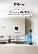Nobel Tower Fan 3-Speed, Automatic Oscillation, 15-Hour Timer, Ionizer, LED Display NTF300R Black