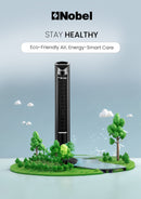 Nobel Tower Fan 3-Speed, Automatic Oscillation, 15-Hour Timer, Ionizer, LED Display NTF300R Black