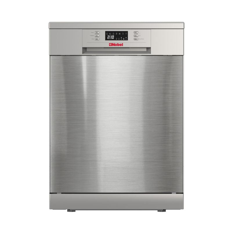 Nobel Dishwasher, 12 Place Settings, Mechanical Control, 11L Water Consumption, 2 Spraying Arms, 6 Programs, Red LED Display, Delay Start, Half Load Option, Child Lock NDW6612 Silver