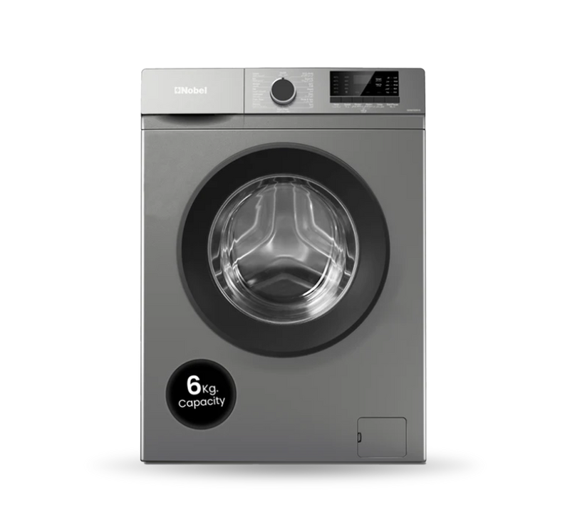 Nobel Dark Silver Front Load Washer: 6 Kg Capacity, 1000 RPM - NWM760RHS