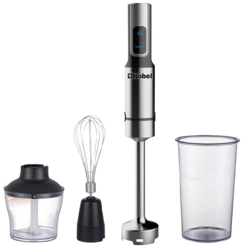 Nobel Hand Blender 4 in 1 Multifunctional Immersion Hand Blender Set, Turbo Mode, Stainless Steel Body NHB445 Silver