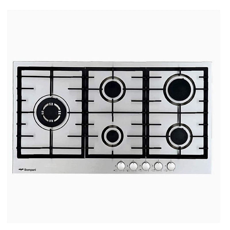 Bompani Gas Hobs Stainless Steel 90 Cm 5 Gas Burners Auto Ignition Cast Iron Grids BO293MQL