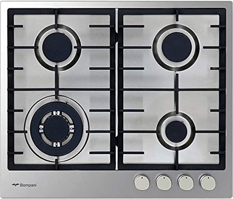Bompani Gas Hobs Stainless Steel 60Cm 4 Gas Burners Auto Ignition Cast Iron Grids BO213MKL