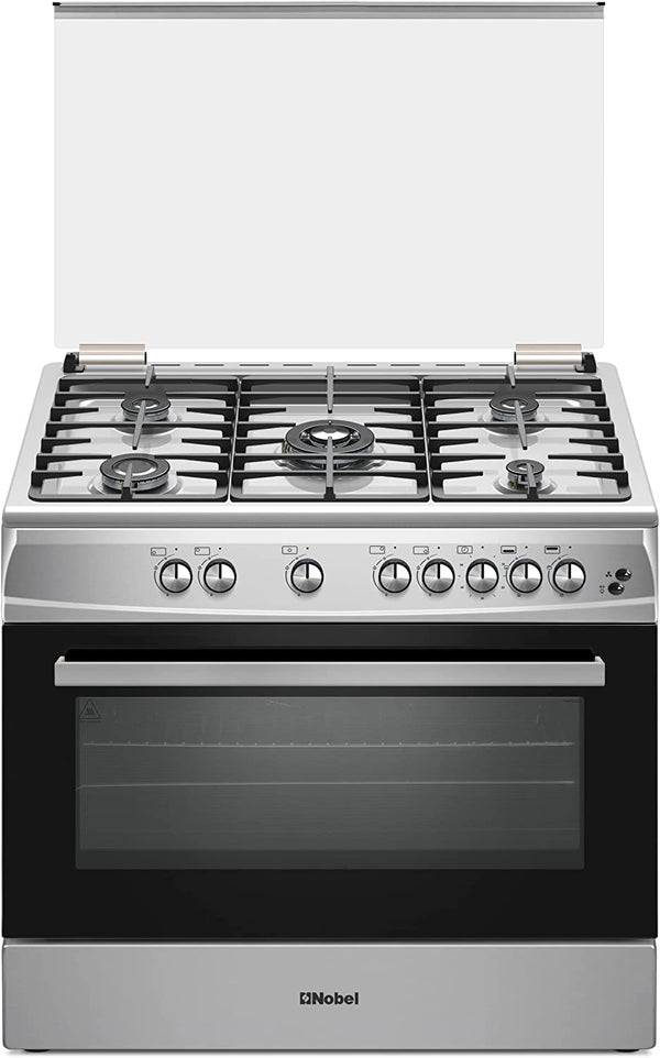 Nobel Gas Cooker Inox 90X60 Cm 5 Gas Burners Grill Gas Oven Turkey Ffd NGC9696