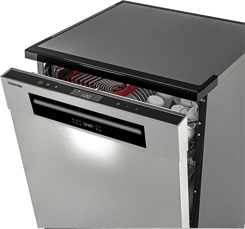 Toshiba 14 Place Setting, 6 Programs Free Standing Dishwasher with Dual Wash Zone, DW14FS