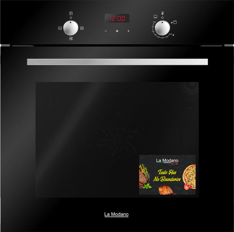 La Modano Gas Oven Black 60 Cm Knob Control With Lamp Double Glass Oven Door Rotisserie LMBO602GB