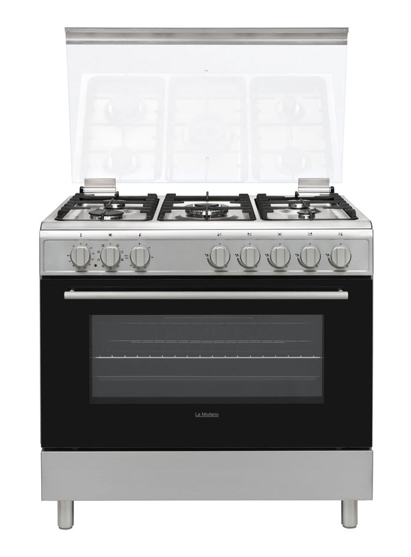 La Modano Gas Electric Cooker Inox 90x60 cm Electric Oven with 5 Gas Burners  (1 Wok Burner) LMC903GE