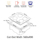 NOBEL Built-in - Hobs Glass Black 60cm 4 Gas Burner NBH6402GH