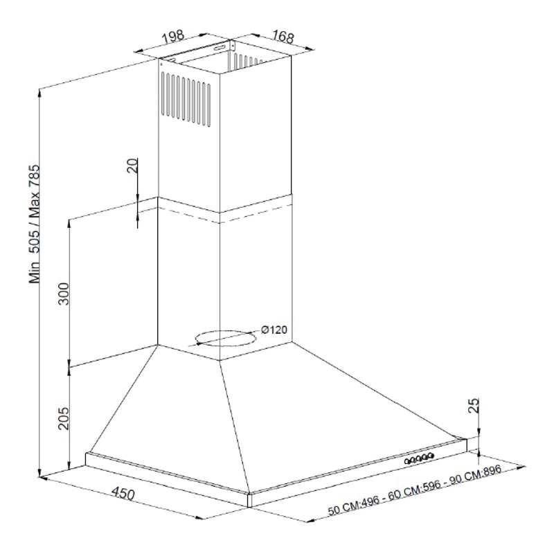 Nobel Built-in Chimney S/S With Glass 60cm 1 X Halogen Lights Carbon Filter NBI8662CH